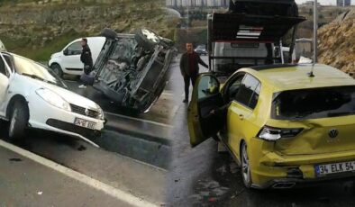 Başakşehir’de 9 araçlı zincirleme kaza! 2 kişi yaralandı