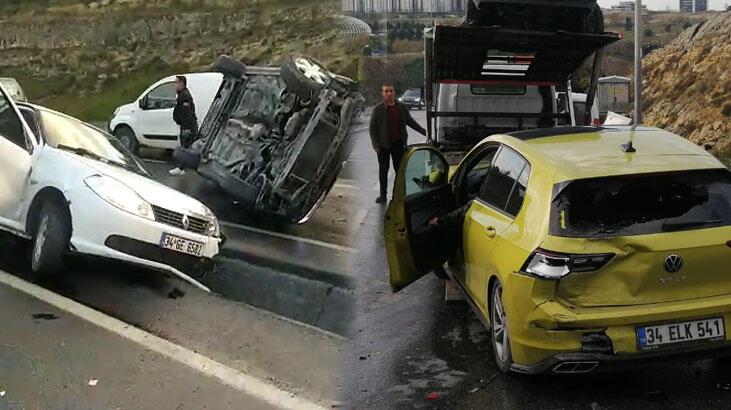 Başakşehir’de 9 araçlı zincirleme kaza! 2 kişi yaralandı