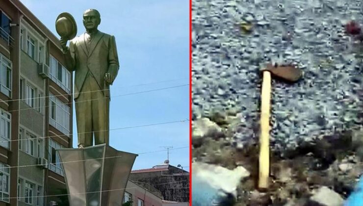 İstanbul’un göbeğinde Atatürk anıtına baltalı saldırı