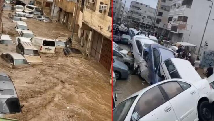 Selin vurduğu Suudi Arabistan sular altında! Akıntıya kapılan çok sayıda araç üst üste yığıldı
