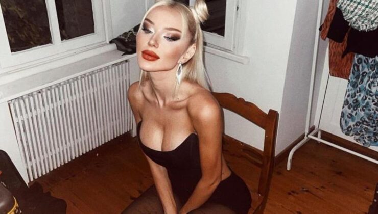 Ünlü model Cansu Taşkın’dan iddialı paylaşım! Yırtmaçlı elbisesiyle yatarak poz verdi