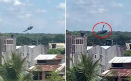 Kolombiya’da askeri helikopter düştü! 4 askerin öldüğü kaza kamerada