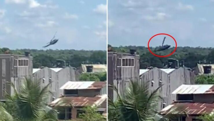 Kolombiya’da askeri helikopter düştü! 4 askerin öldüğü kaza kamerada