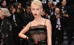 Hoş model Iris Law, Cannes Sinema Şenliği’ne tül elbise ile katıldı