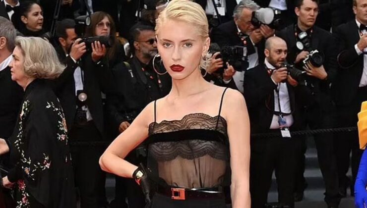 Hoş model Iris Law, Cannes Sinema Şenliği’ne tül elbise ile katıldı