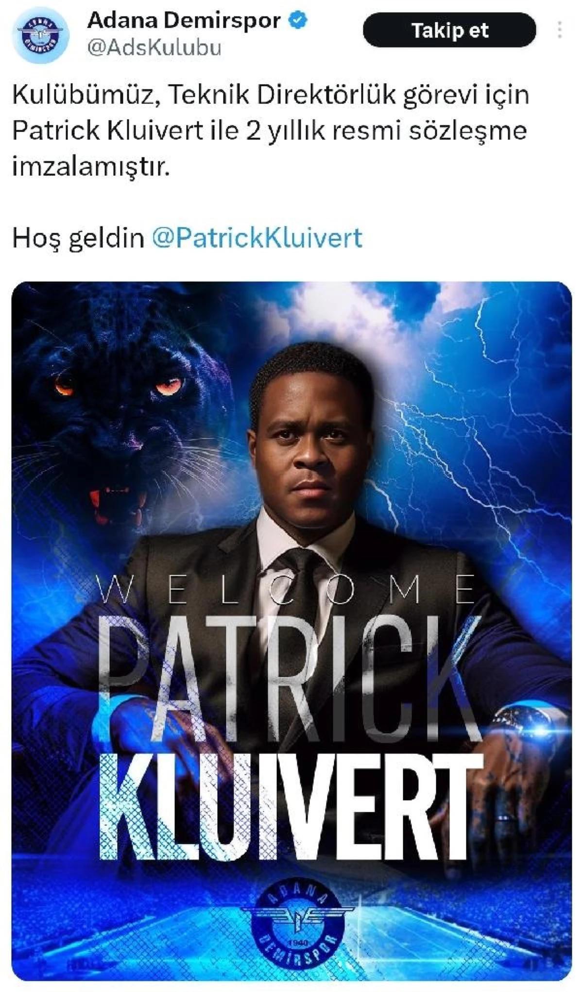 Adana Demirspor, Patrick Kluivert ile 2 yıllık mukavele imzaladı