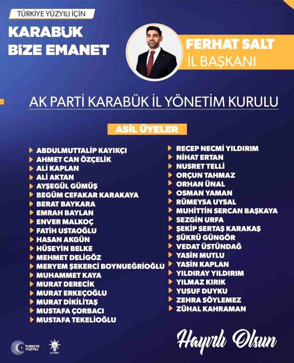 AK Parti Karabük Vilayet İdare Şurası Üyeleri Belirli Oldu