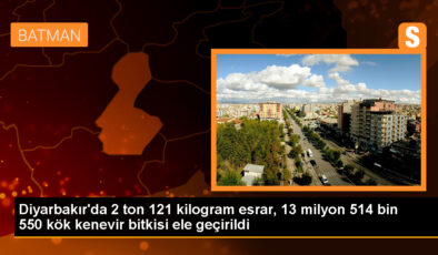 Diyarbakır’da büyük narkoterör operasyonu: 2 ton esrar ve 13 milyon kenevir bitkisi ele geçirildi