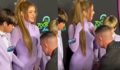 SHARİKA’NIN KIRMIZI HALIDA OLAY ANLARI: STİLİSTİ ETEĞİNE ADIM ADIM YAPIŞTI